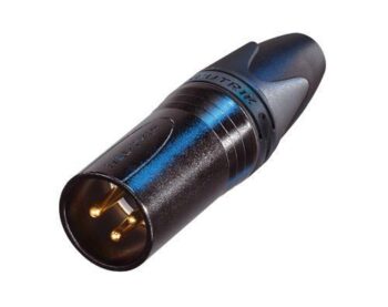 Xlr han plugg, 3 pins gull, sort