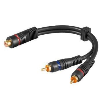 Kabel phono - 2x han  1x hun, 0.2m, forgylt, OFC