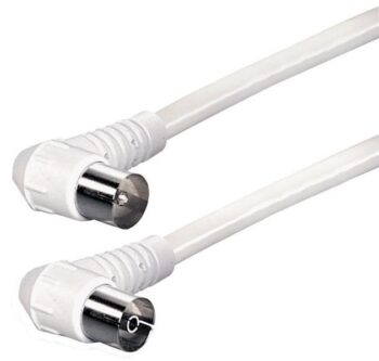 Antennekabel - Coax, 1.5m, hvit, vinklet