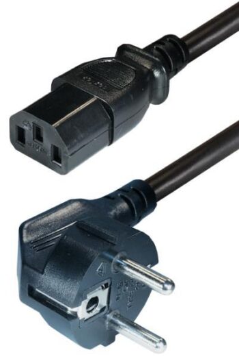Kabel strøm - for PC (C13), svart, vinkel/rett, 5.0m